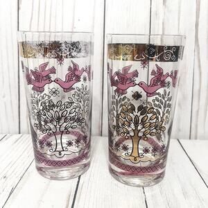 Vintage Gay Fad Garden of Allah High Ball Glasses 6” Tall 12 Oz MCM Set Of 2